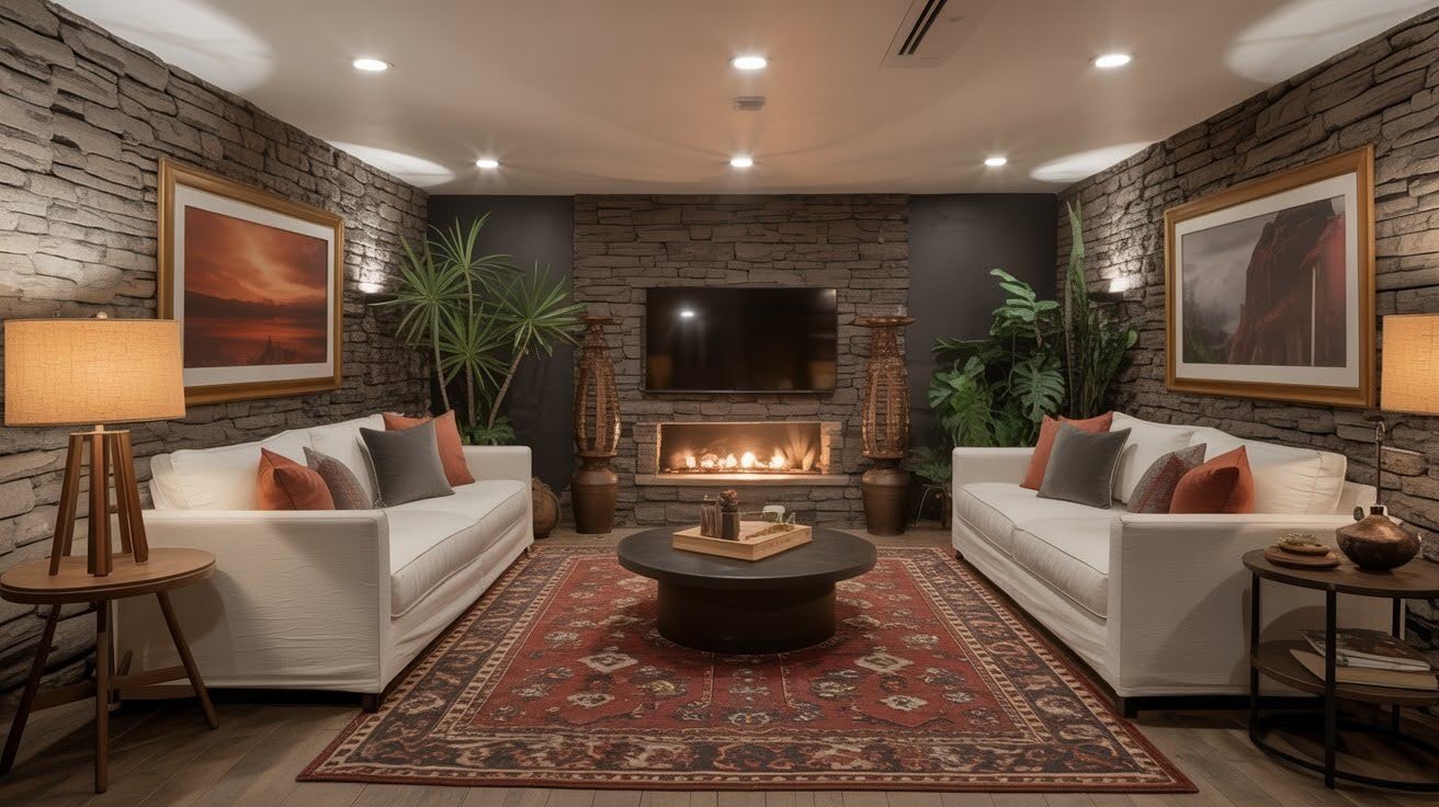 Basement Stone Feature Walls