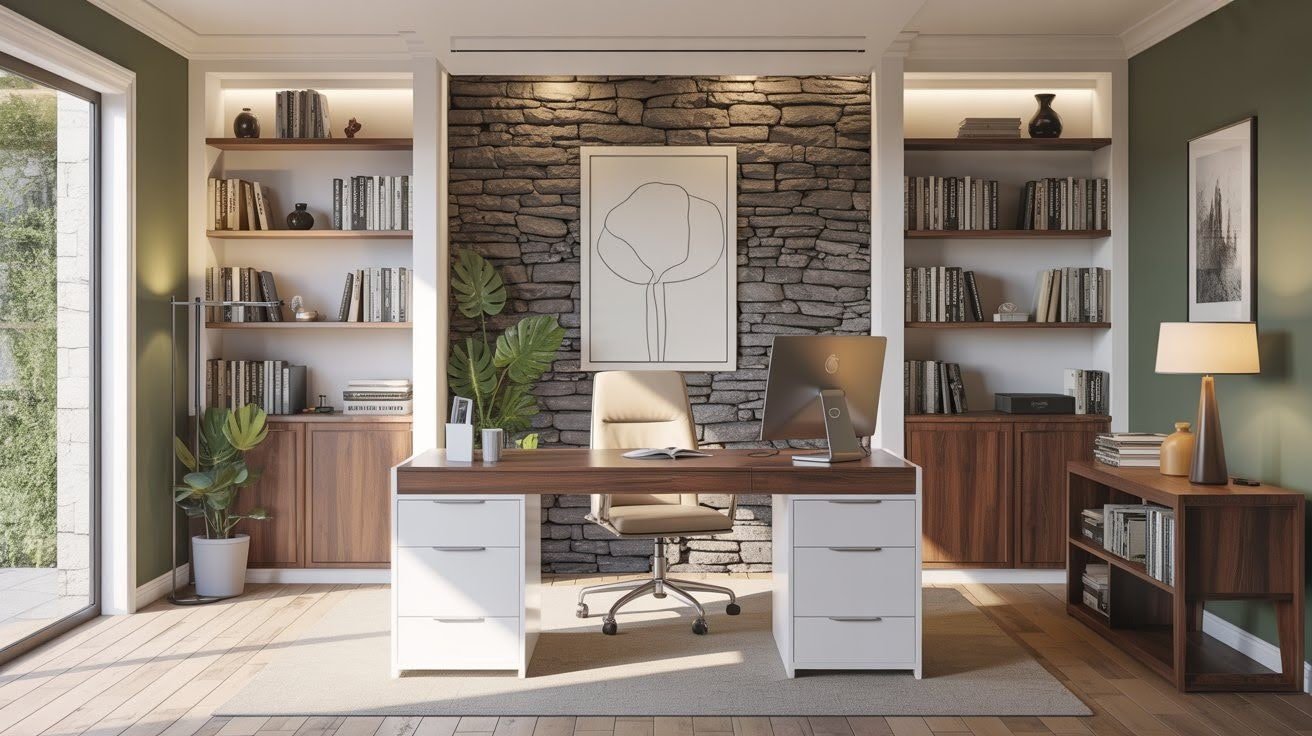 Home Office or Study Stone Wall